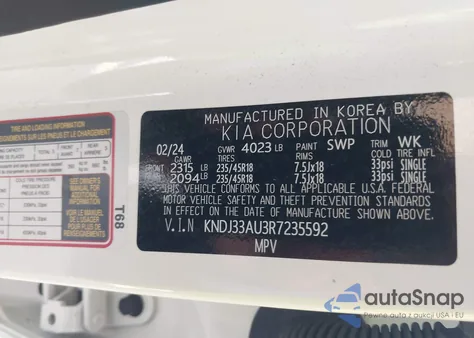 2024 Kia Soul Ex from USA, damaged, VIN KNDJ33AU3R7235592